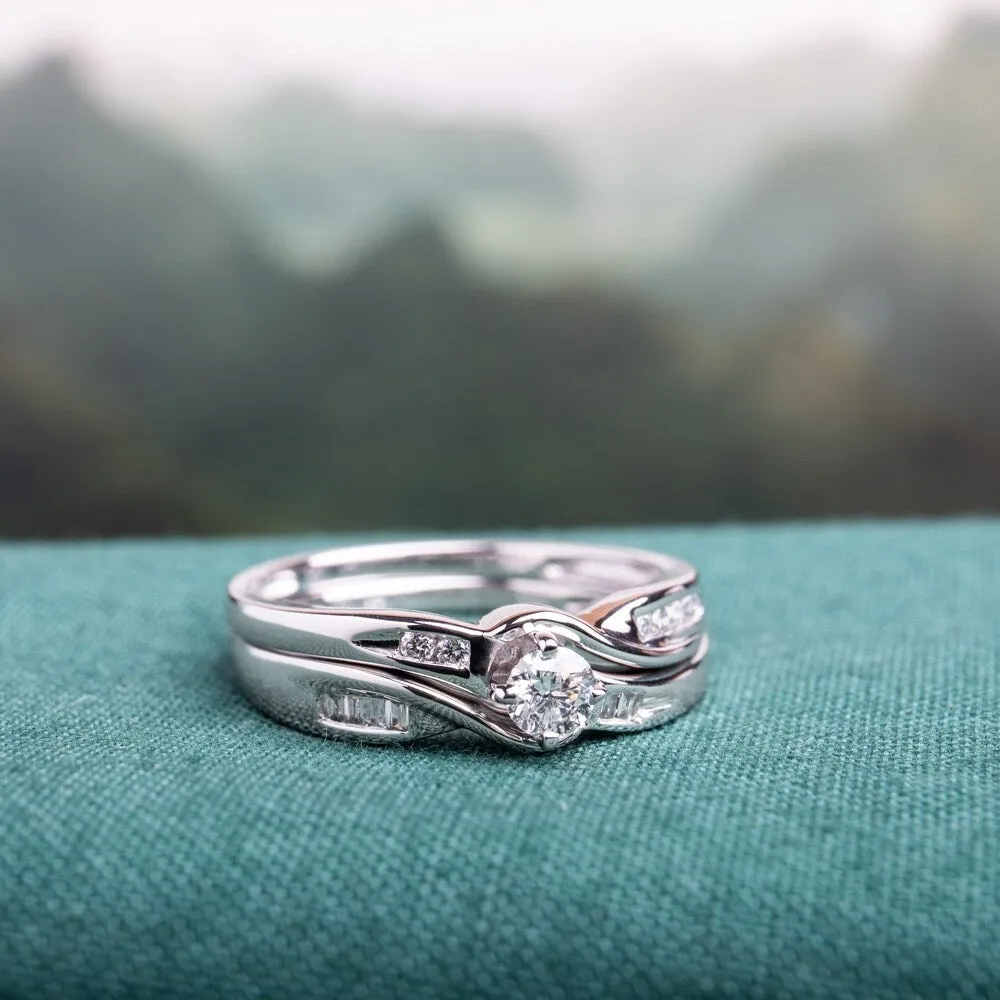 Miadora 10k White Gold 1/3ct TDW Diamond Bridal Ring Set sold by Zulily