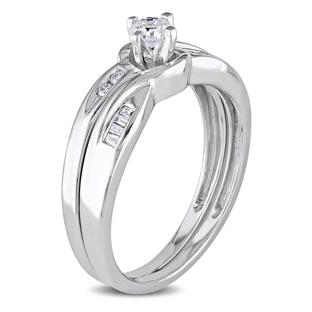 Miadora 10k White Gold 1/3ct TDW Diamond Bridal Ring Set sold by Zulily product image thumbnail 4