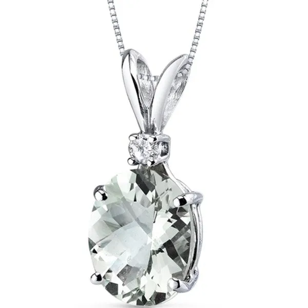Oravo 14 Karat White Gold Oval Shape Gemstone Diamond Accent Pendant sold by Zulily product image thumbnail 4