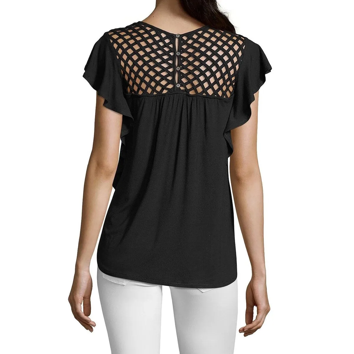 John Paul Richard Women's Flutter Sleeve Top Black Size X-Small sold by Zulily product image thumbnail 2