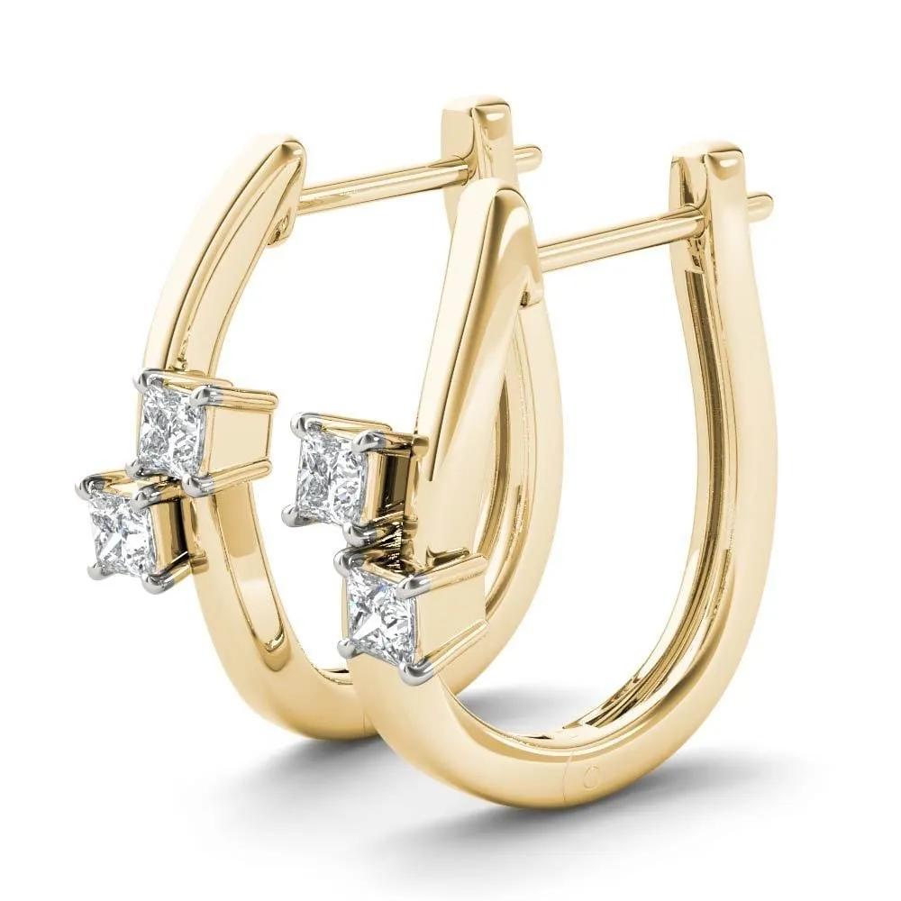 De Couer IGI Certified 10k Yellow Gold 1/3ct TDW Diamond Two-Stone Hoop Earrings sold by Zulily product image thumbnail 2