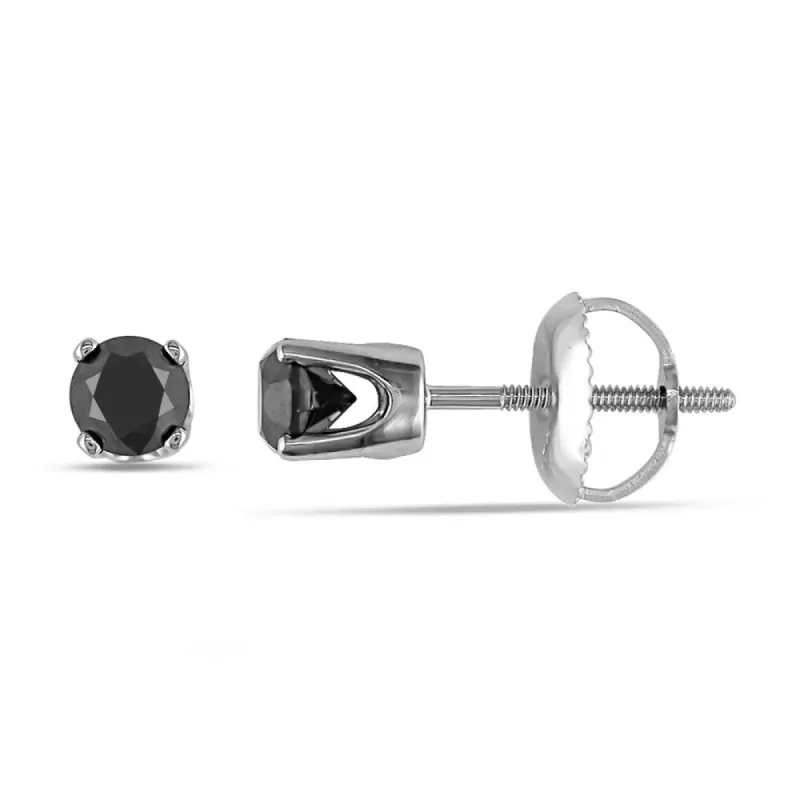 Miadora 14k White Gold 1/2ct TDW Black Diamond Solitaire Earrings sold by Zulily