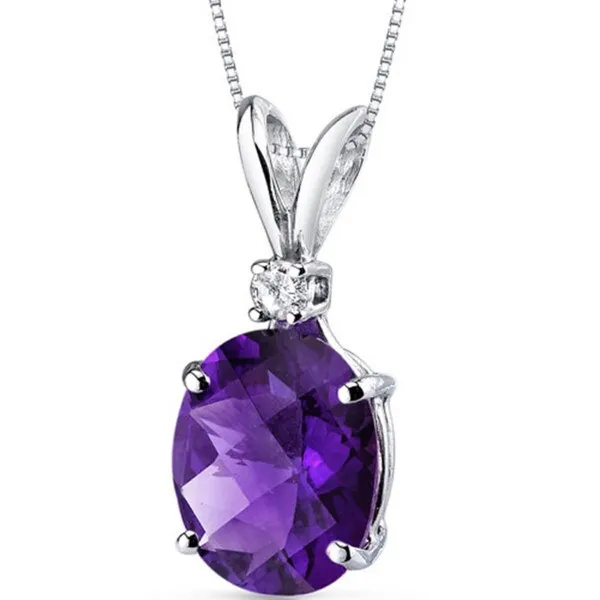 Oravo 14 Karat White Gold Oval Shape Gemstone Diamond Accent Pendant sold by Zulily
