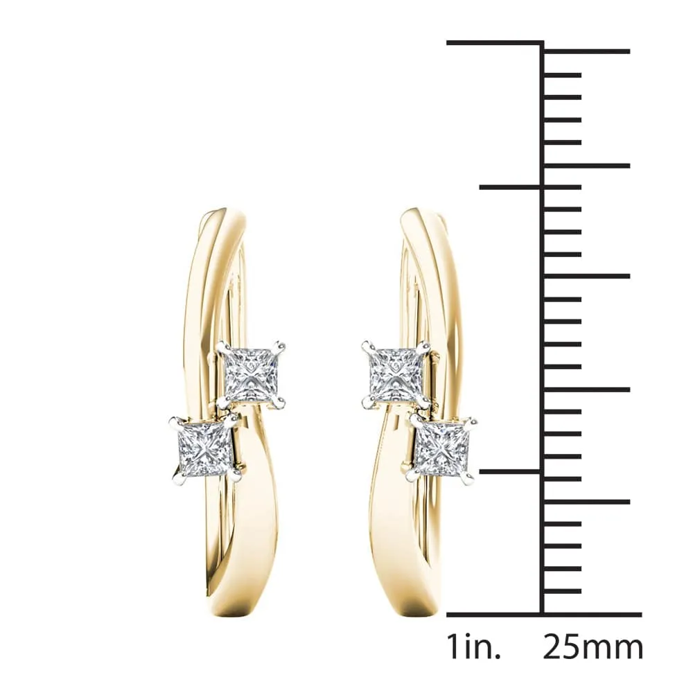 De Couer IGI Certified 10k Yellow Gold 1/3ct TDW Diamond Two-Stone Hoop Earrings sold by Zulily product image thumbnail 4