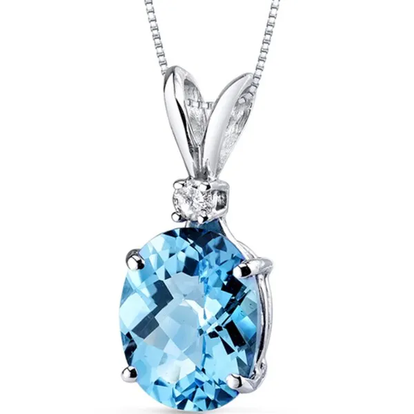 Oravo 14 Karat White Gold Oval Shape Gemstone Diamond Accent Pendant sold by Zulily product image thumbnail 5