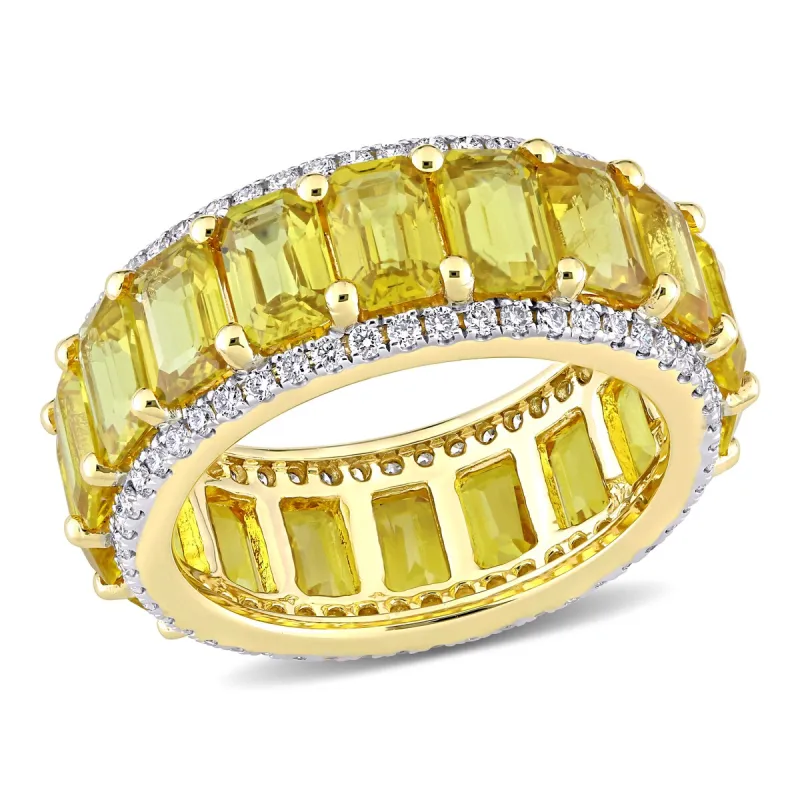 Miadora 14k Yellow Gold 10ct TGW Yellow Sapphire and 3/5ct TDW Diamond Eternity Wedding Band Ring sold by Zulily