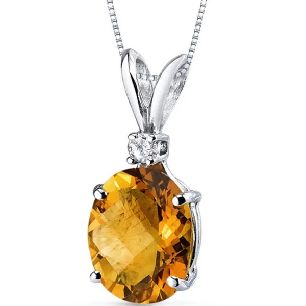 Oravo 14 Karat White Gold Oval Shape Gemstone Diamond Accent Pendant sold by Zulily product image thumbnail 3