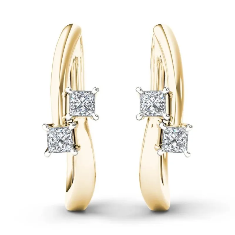 De Couer IGI Certified 10k Yellow Gold 1/3ct TDW Diamond Two-Stone Hoop Earrings sold by Zulily