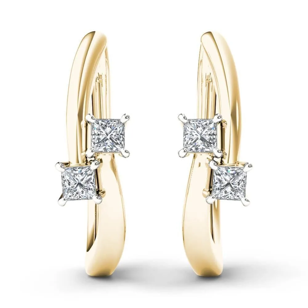 De Couer IGI Certified 10k Yellow Gold 1/3ct TDW Diamond Two-Stone Hoop Earrings sold by Zulily