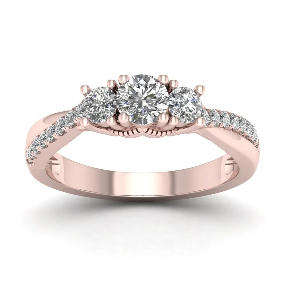 De Couer 3/4ct TDW Diamond Three Stone Anniversary Ring - Pink sold by Zulily product image thumbnail 3