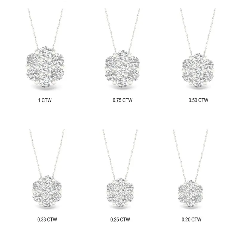 1/5ct-1ct TDW Diamond Cluster Pendant Necklace in 10k White Gold by De Couer sold by Zulily