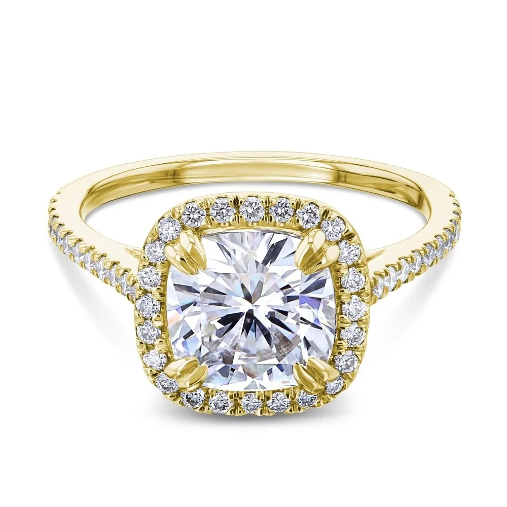 Annello by Kobelli 14k Gold 2ct Cushion Moissanite and 1/3ct TDW Lab Grown Diamond Halo Engagement Ring (GH/VS, DEF/VS) sold by Zulily product image thumbnail 4