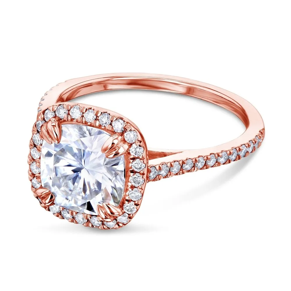 Annello by Kobelli 14k Gold 2ct Cushion Moissanite and 1/3ct TDW Lab Grown Diamond Halo Engagement Ring (GH/VS, DEF/VS) sold by Zulily product image thumbnail 5