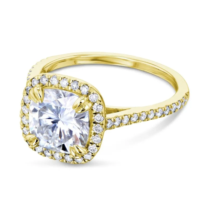 Annello by Kobelli 14k Gold 2ct Cushion Moissanite and 1/3ct TDW Lab Grown Diamond Halo Engagement Ring (GH/VS, DEF/VS) sold by Zulily