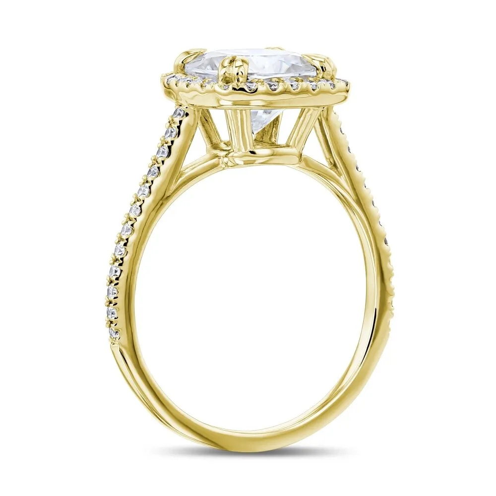 Annello by Kobelli 14k Gold 2ct Cushion Moissanite and 1/3ct TDW Lab Grown Diamond Halo Engagement Ring (GH/VS, DEF/VS) sold by Zulily product image thumbnail 3