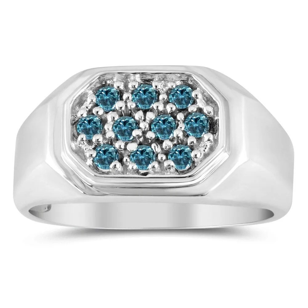 Blue Diamond Men's Ring in 10k White Gold sold by Zulily