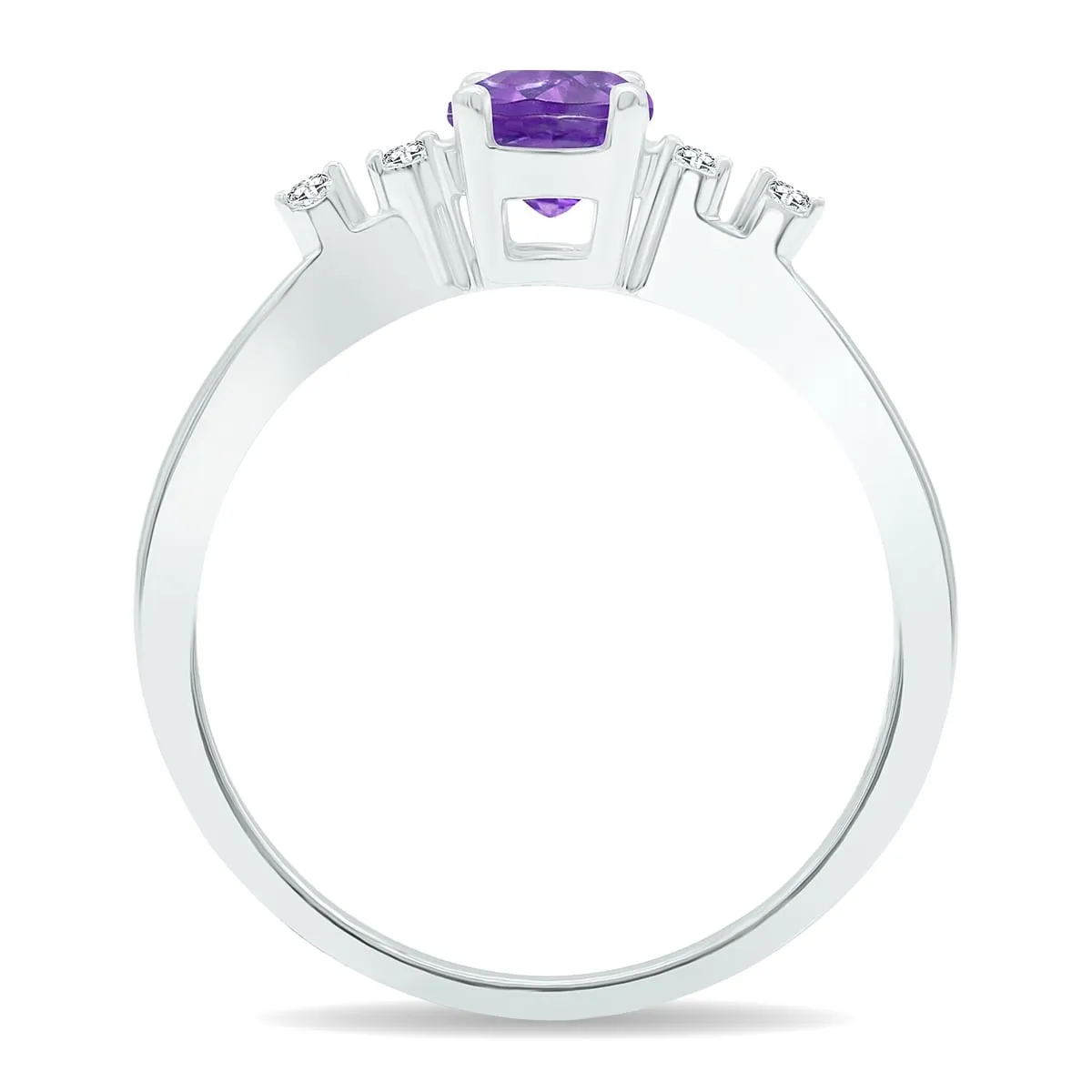 Women's Amethyst and Diamond Sparkle Ring in 10K White Gold sold by Zulily product image thumbnail 3