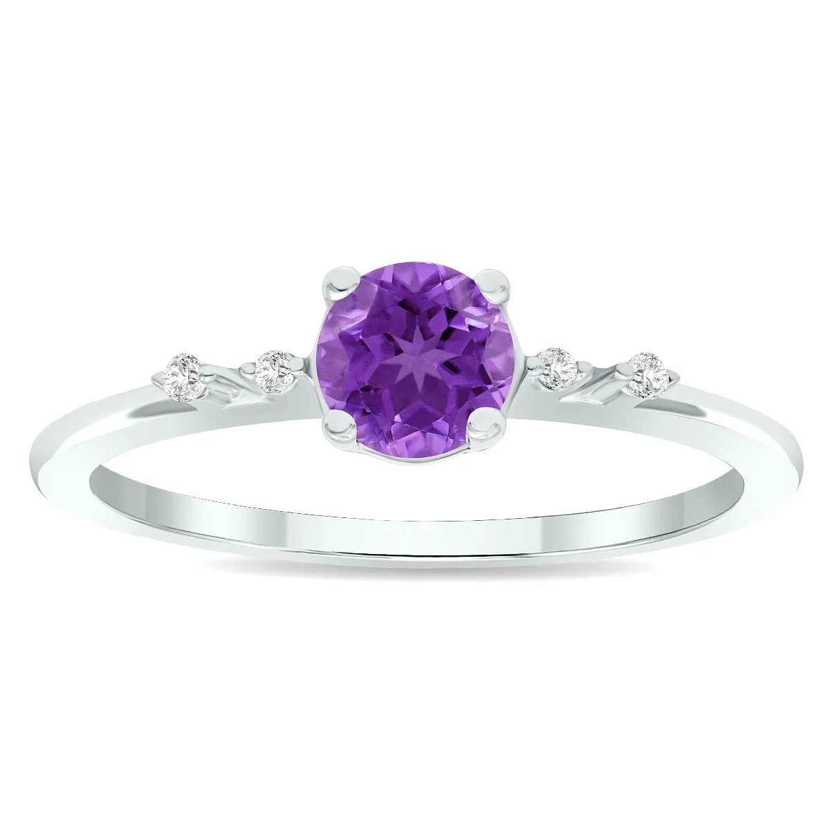 Women's Amethyst and Diamond Sparkle Ring in 10K White Gold sold by Zulily