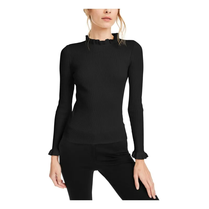 Anne Klein Women's Ruffled Long Sleeve Mock Sweater Black sold by Zulily