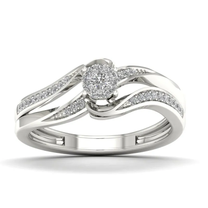 De Couer 1/6ct TDW Diamond Cluster Engagement Ring - White sold by Zulily