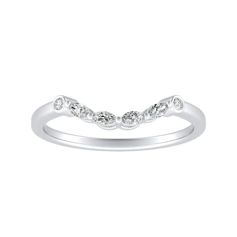 Auriya Curved 1/10ctw Round and Marquise Diamond Wedding Band 18k Gold sold by Zulily