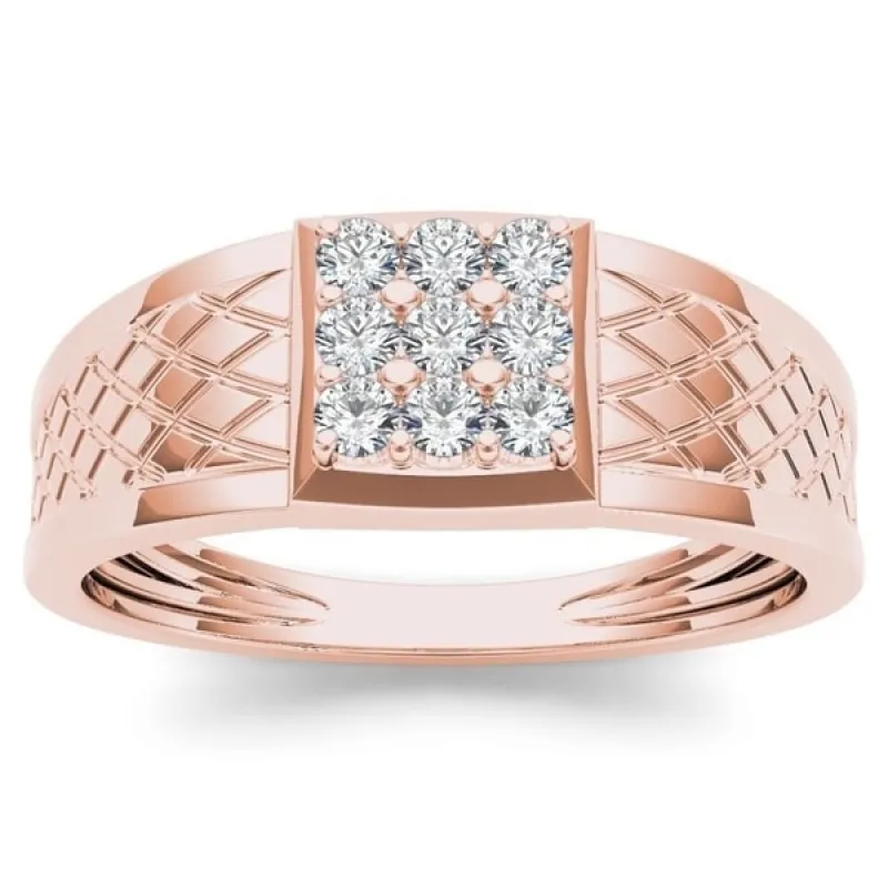 De Couer IGI Certified 10k Rose Gold 1/3ct TDW Diamond Men's Cluster Ring sold by Zulily