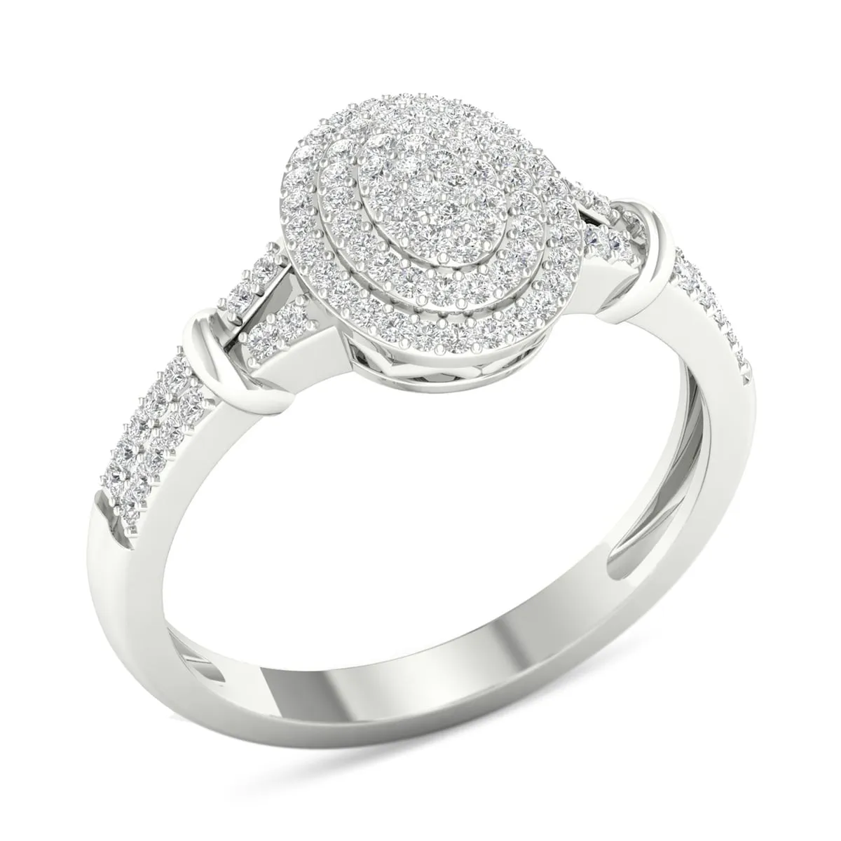 De Couer 10k White Gold 1/4ct TDW Diamond Cluster Double Halo Engagement Ring - White H-I - White H-I sold by Zulily product image thumbnail 2