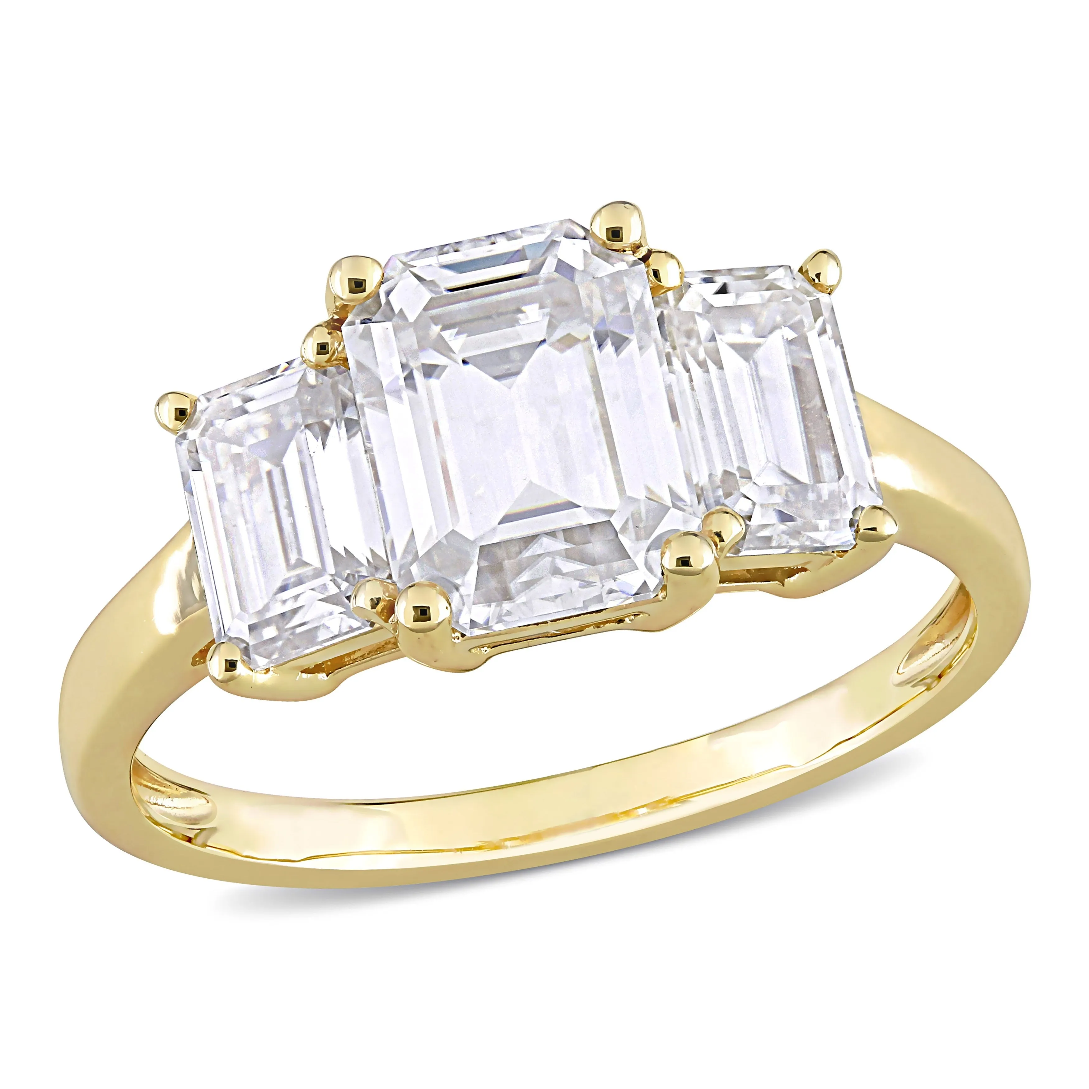 Miadora 2 3/4ct DEW Octagon Created Moissanite 3-Stone Engagement Ring in 10k Yellow Gold sold by Zulily