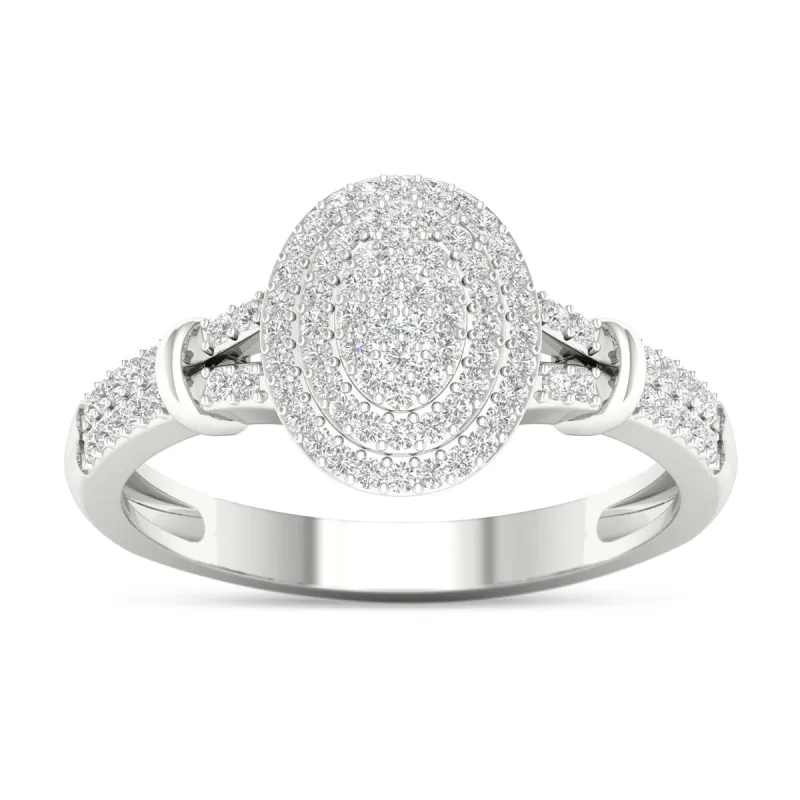 De Couer 10k White Gold 1/4ct TDW Diamond Cluster Double Halo Engagement Ring - White H-I - White H-I sold by Zulily