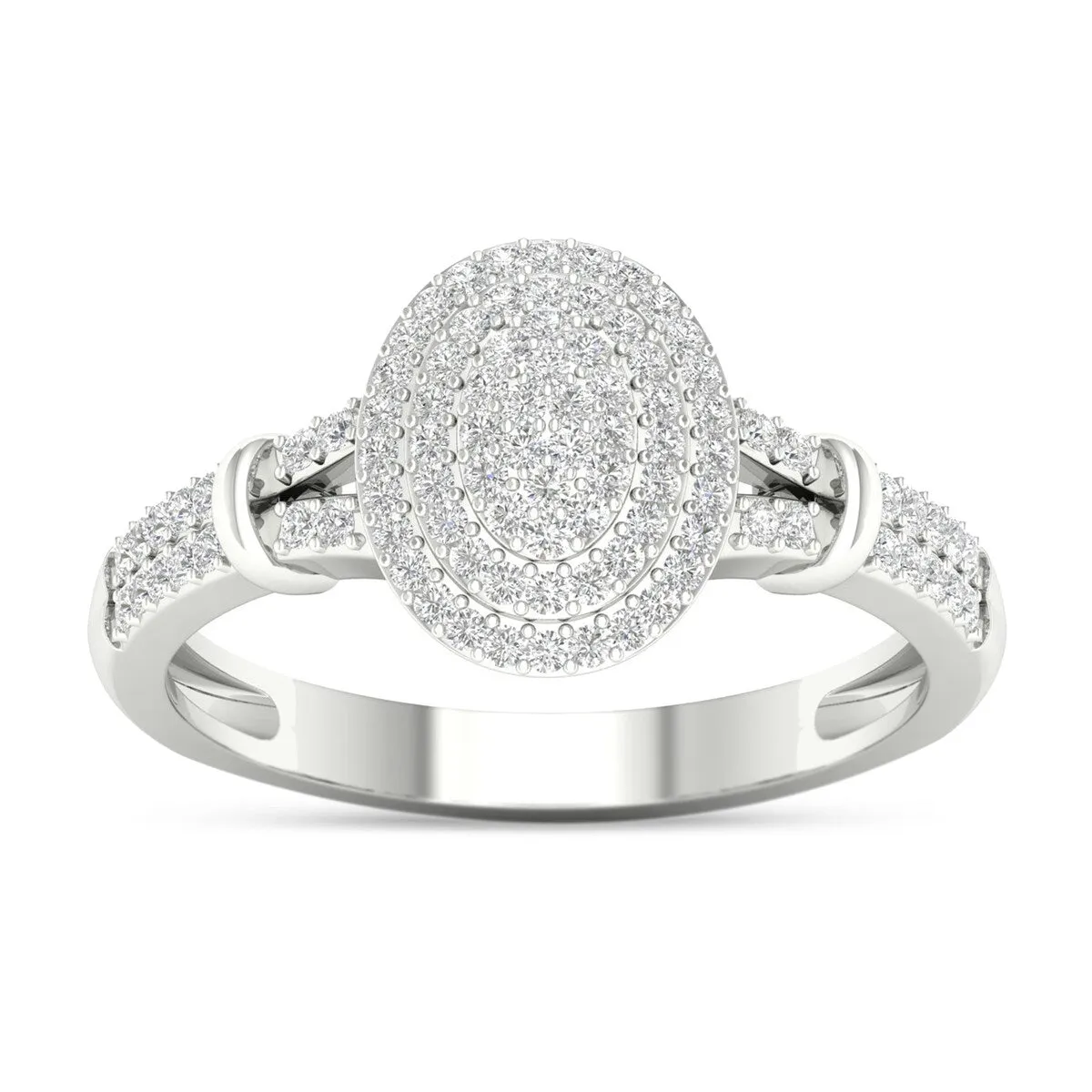 De Couer 10k White Gold 1/4ct TDW Diamond Cluster Double Halo Engagement Ring - White H-I - White H-I sold by Zulily