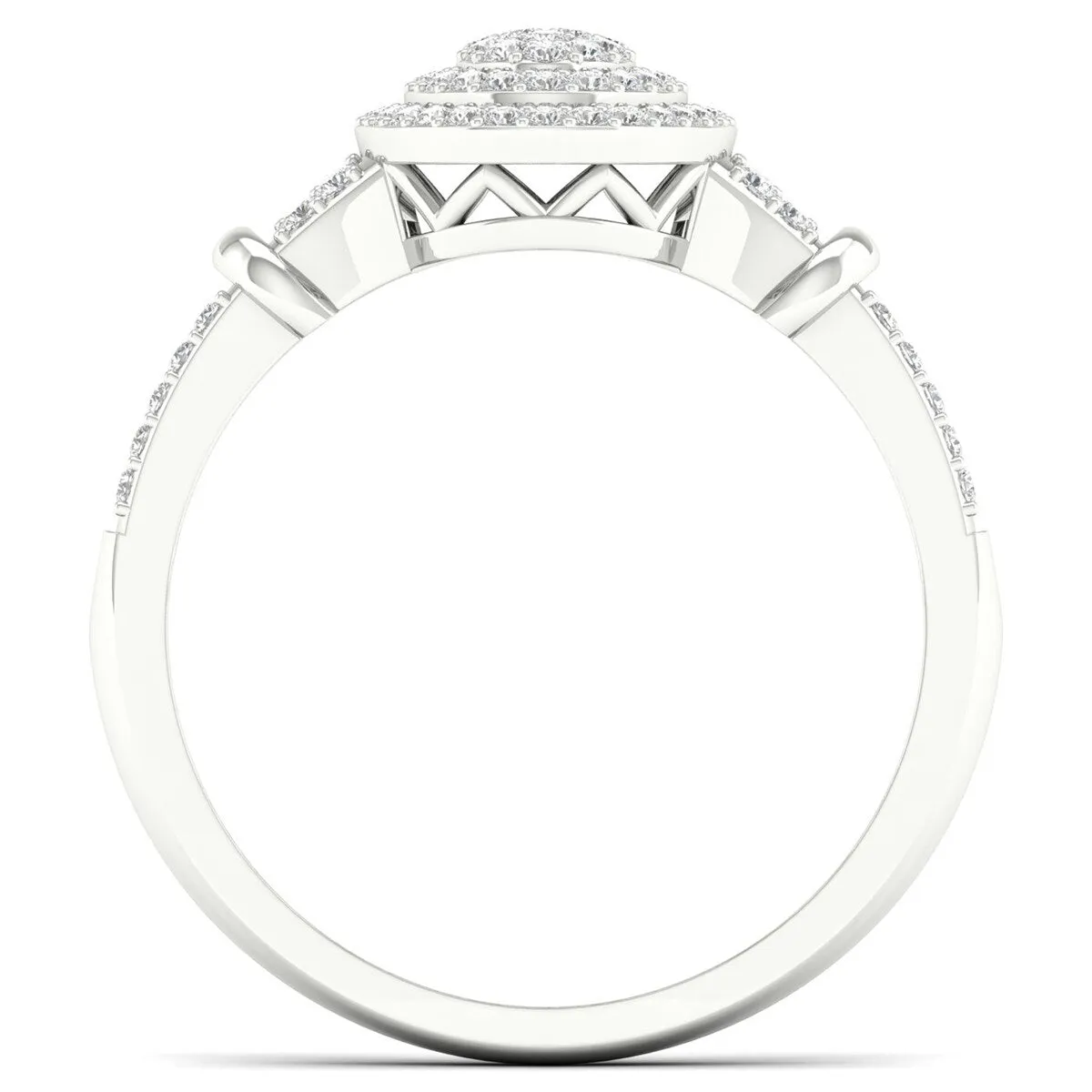 De Couer 10k White Gold 1/4ct TDW Diamond Cluster Double Halo Engagement Ring - White H-I - White H-I sold by Zulily product image thumbnail 3