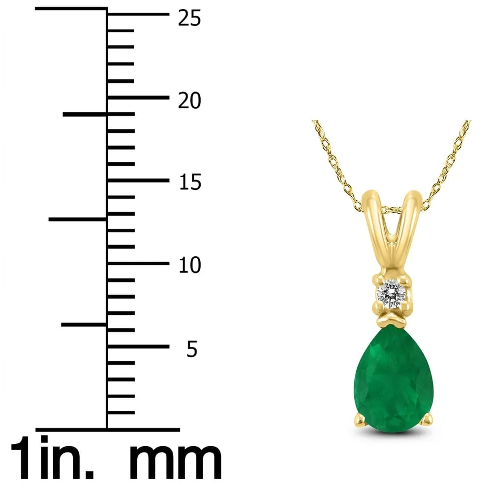 14K Yellow Gold 5x3MM Pear Emerald and Diamond Pendant sold by Zulily product image thumbnail 3