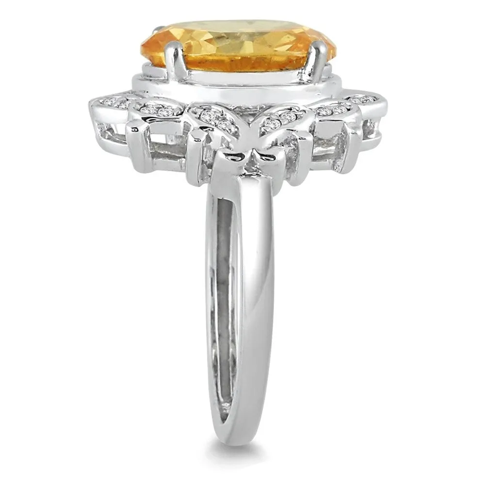 5 Carat Citrine and Diamond Ring in 10K White Gold sold by Zulily product image thumbnail 2