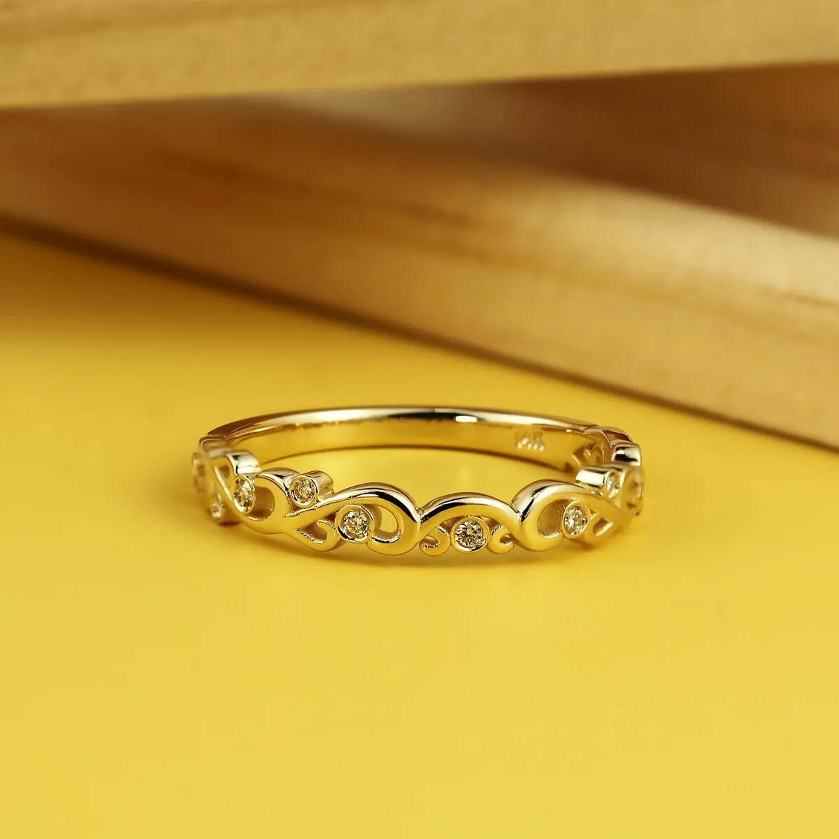 Auriya 1/10ctw Vintage Scroll Diamond Wedding Band 14K Gold sold by Zulily product image thumbnail 2