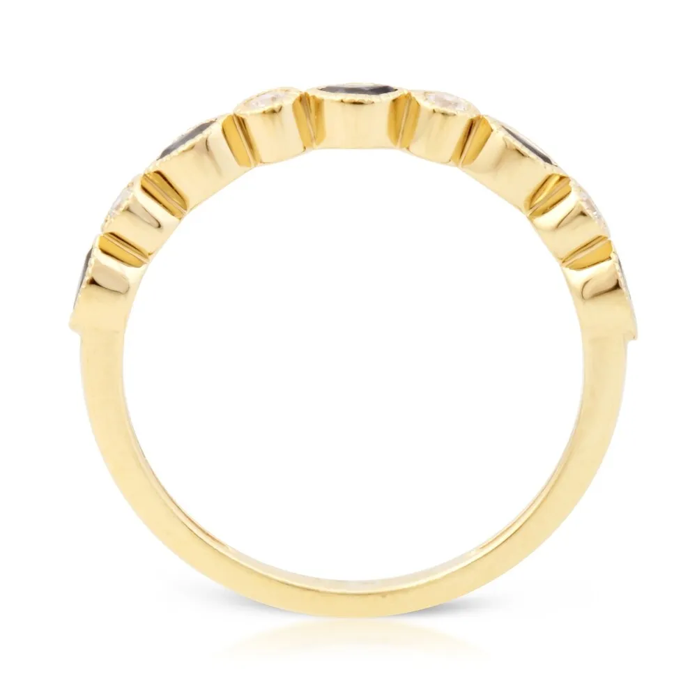 Marquise Shape Sapphire Gemstone 1/10ct TDW Diamond Band in 10k Yellow Gold sold by Zulily product image thumbnail 3