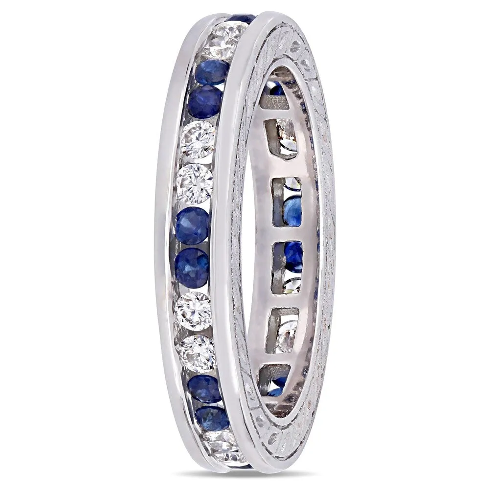 Miadora 18k White Gold Blue Sapphire and 2/5ct TDW Diamond Full-Eternity Band sold by Zulily product image thumbnail 2