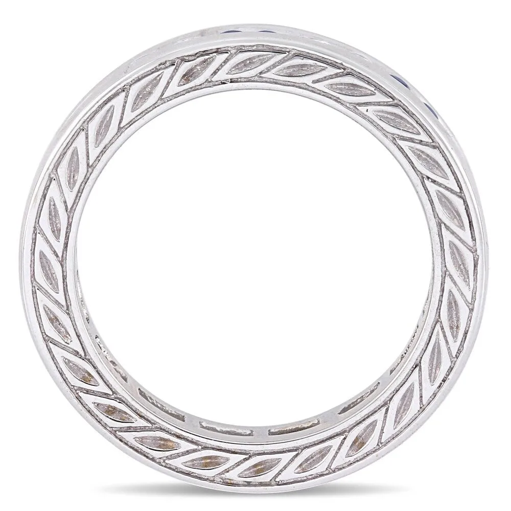 Miadora 18k White Gold Blue Sapphire and 2/5ct TDW Diamond Full-Eternity Band sold by Zulily product image thumbnail 3