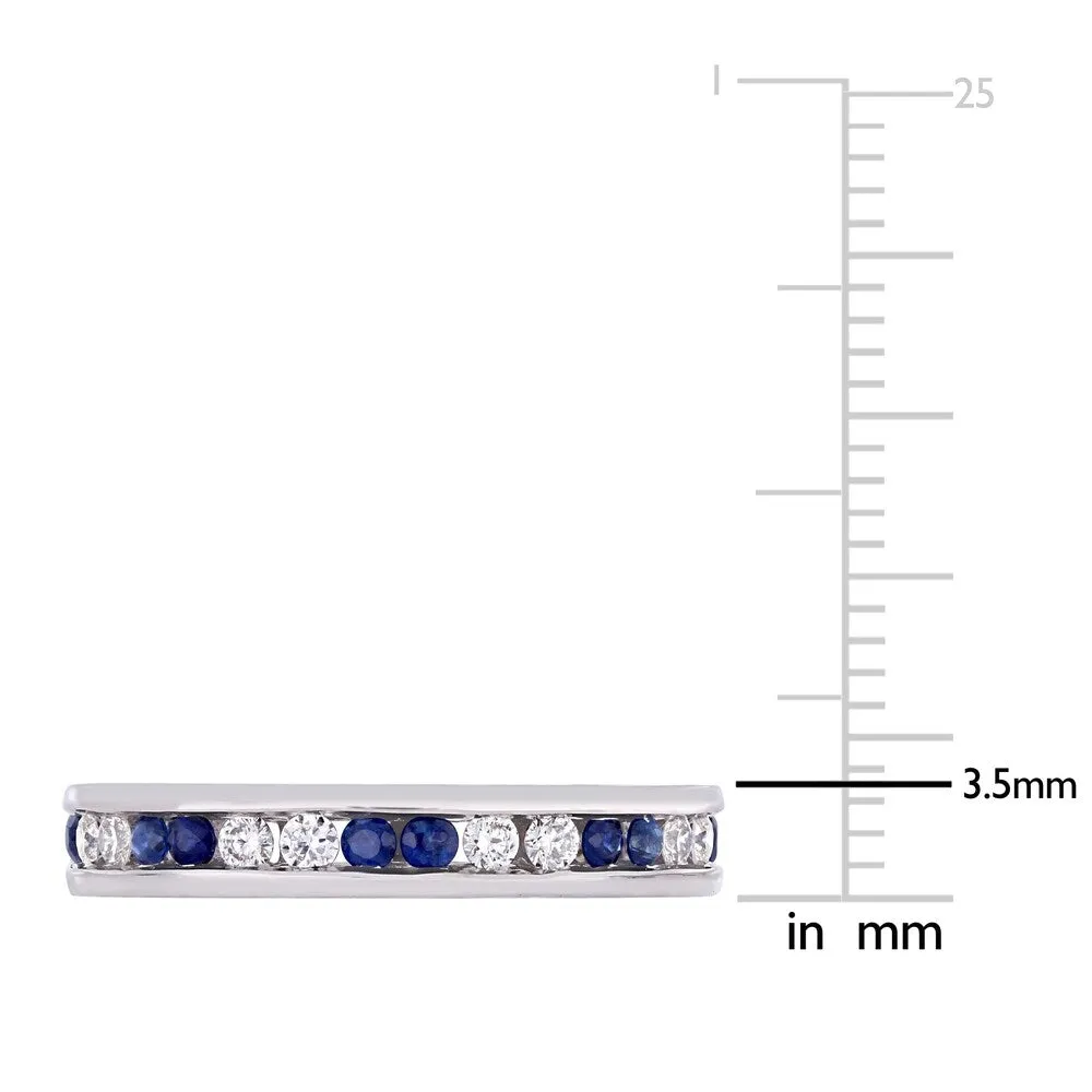 Miadora 18k White Gold Blue Sapphire and 2/5ct TDW Diamond Full-Eternity Band sold by Zulily product image thumbnail 4