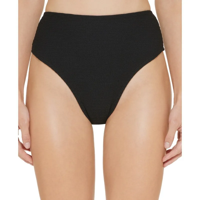 DKNY Women's Textured High Waist Bikini Bottom Swimsuit Black sold by Zulily