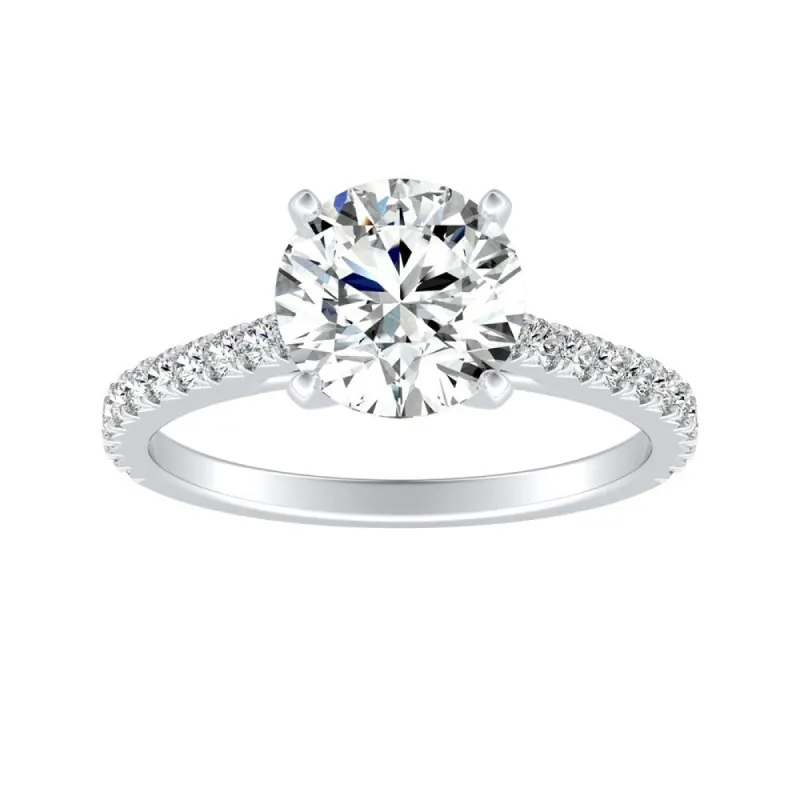 Auriya 14k Gold Round 3ct Moissanite and 1/3ctw Diamond Engagement Ring sold by Zulily