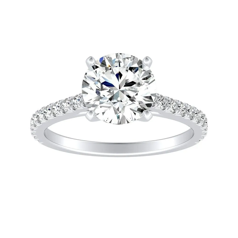 Auriya 14k Gold Round 3ct Moissanite and 1/3ctw Diamond Engagement Ring sold by Zulily