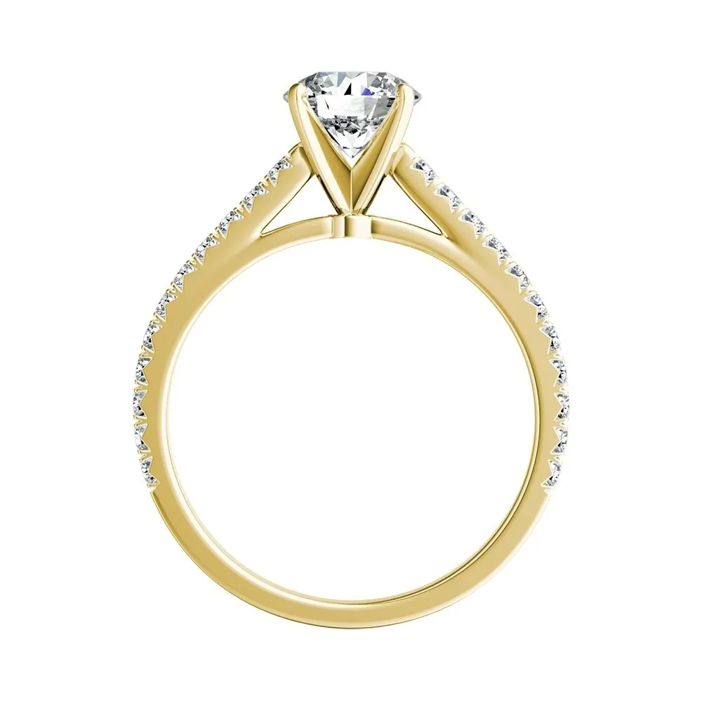 Auriya 14k Gold Round 3ct Moissanite and 1/3ctw Diamond Engagement Ring sold by Zulily product image thumbnail 5