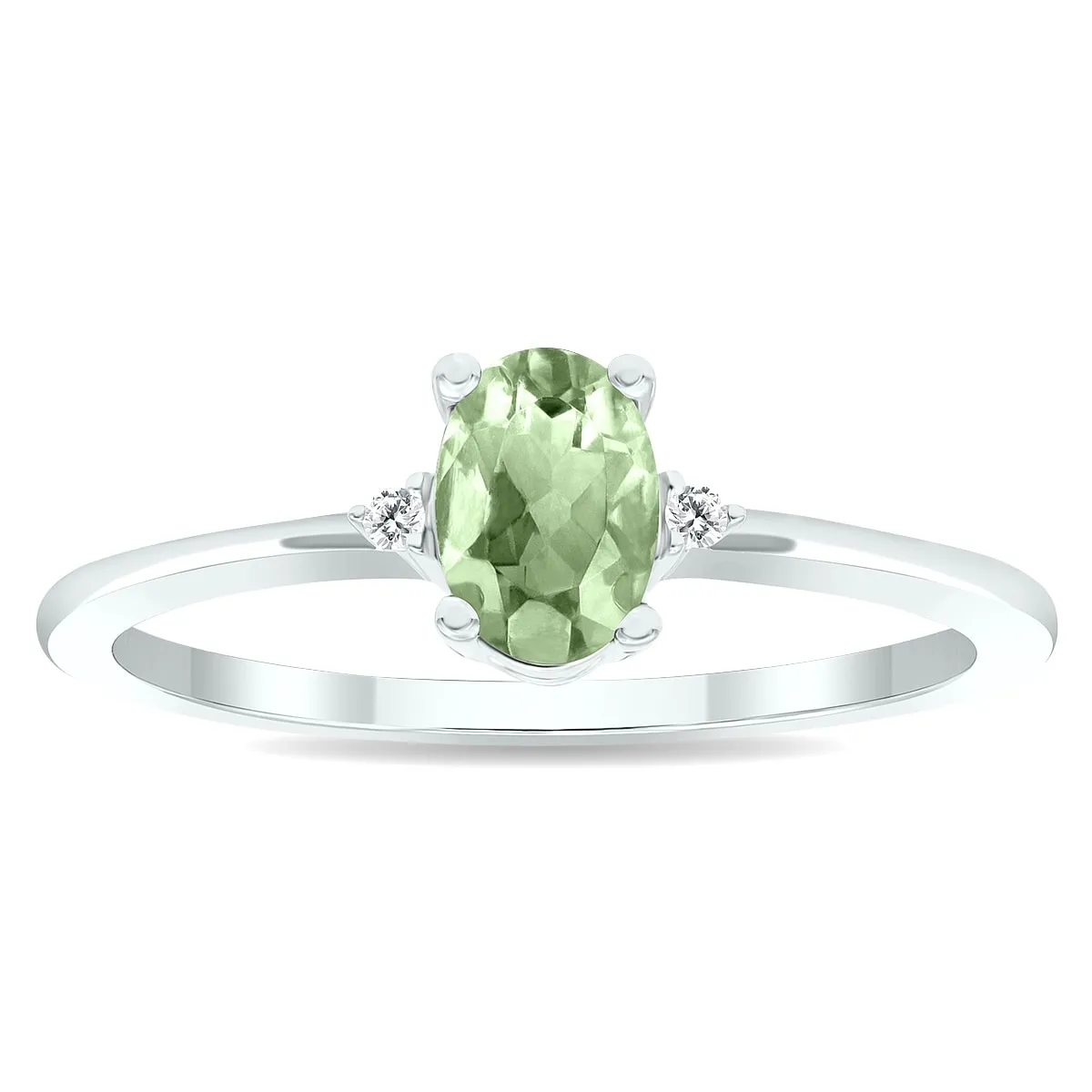 Women's Green Amethyst and Diamond Classic Band in 10K White Gold sold by Zulily