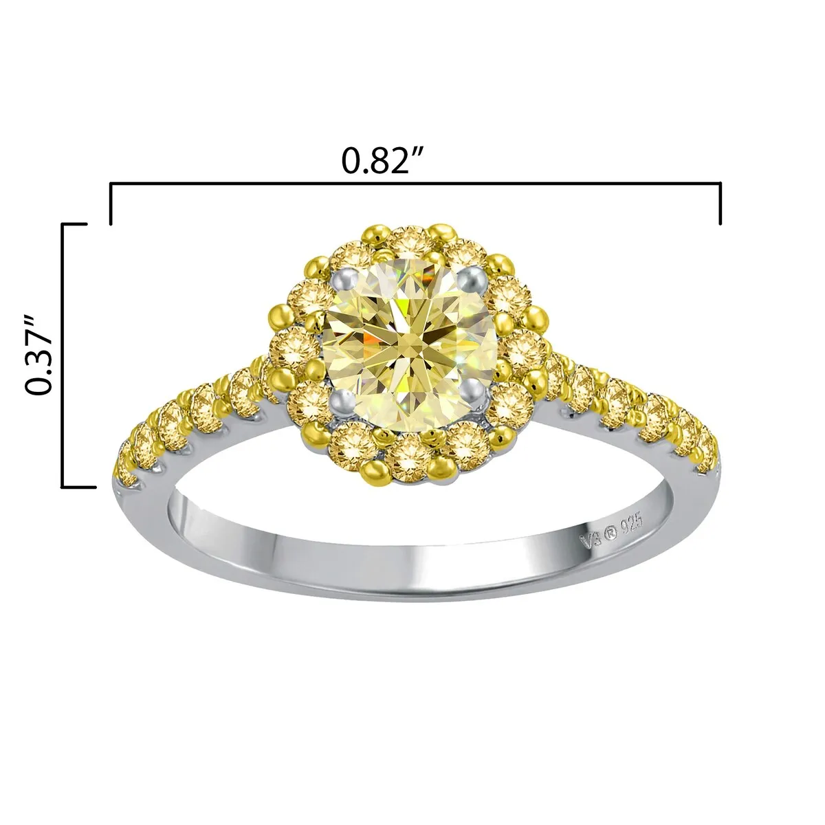 Sterling Silver with Yellow Moissanite and Yellow Sapphire Halo Ring sold by Zulily product image thumbnail 3