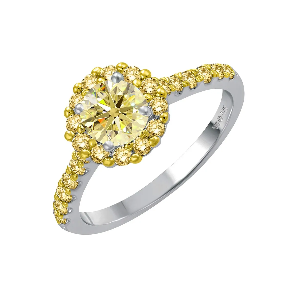 Sterling Silver with Yellow Moissanite and Yellow Sapphire Halo Ring sold by Zulily product image thumbnail 2