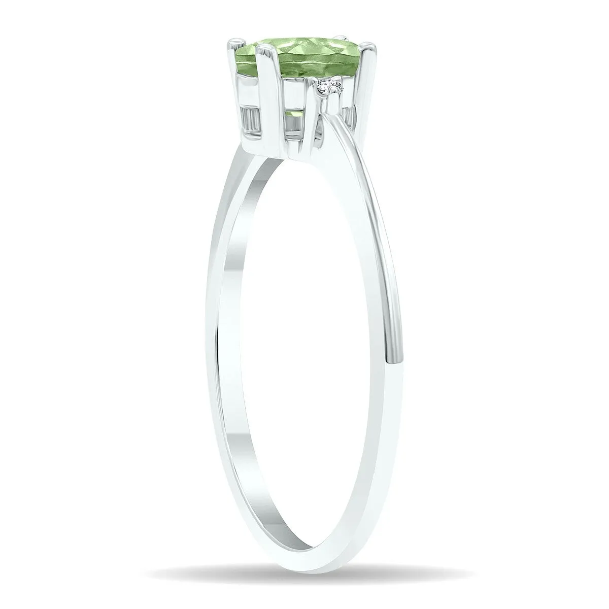 Women's Green Amethyst and Diamond Classic Band in 10K White Gold sold by Zulily product image thumbnail 2