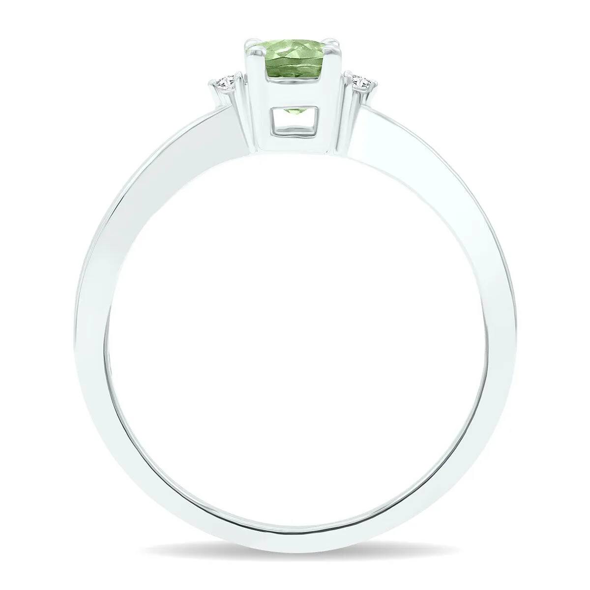 Women's Green Amethyst and Diamond Classic Band in 10K White Gold sold by Zulily product image thumbnail 3