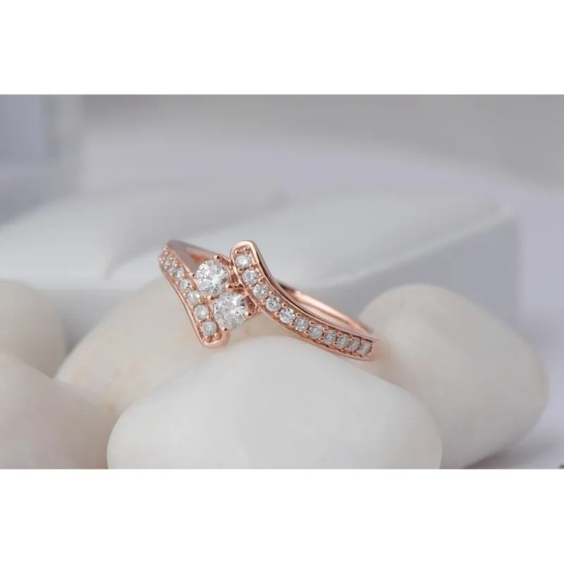De Couer IGI Certified 10k Rose Gold 1/2ct TDW Diamond Two-Stone Ring - Pink sold by Zulily