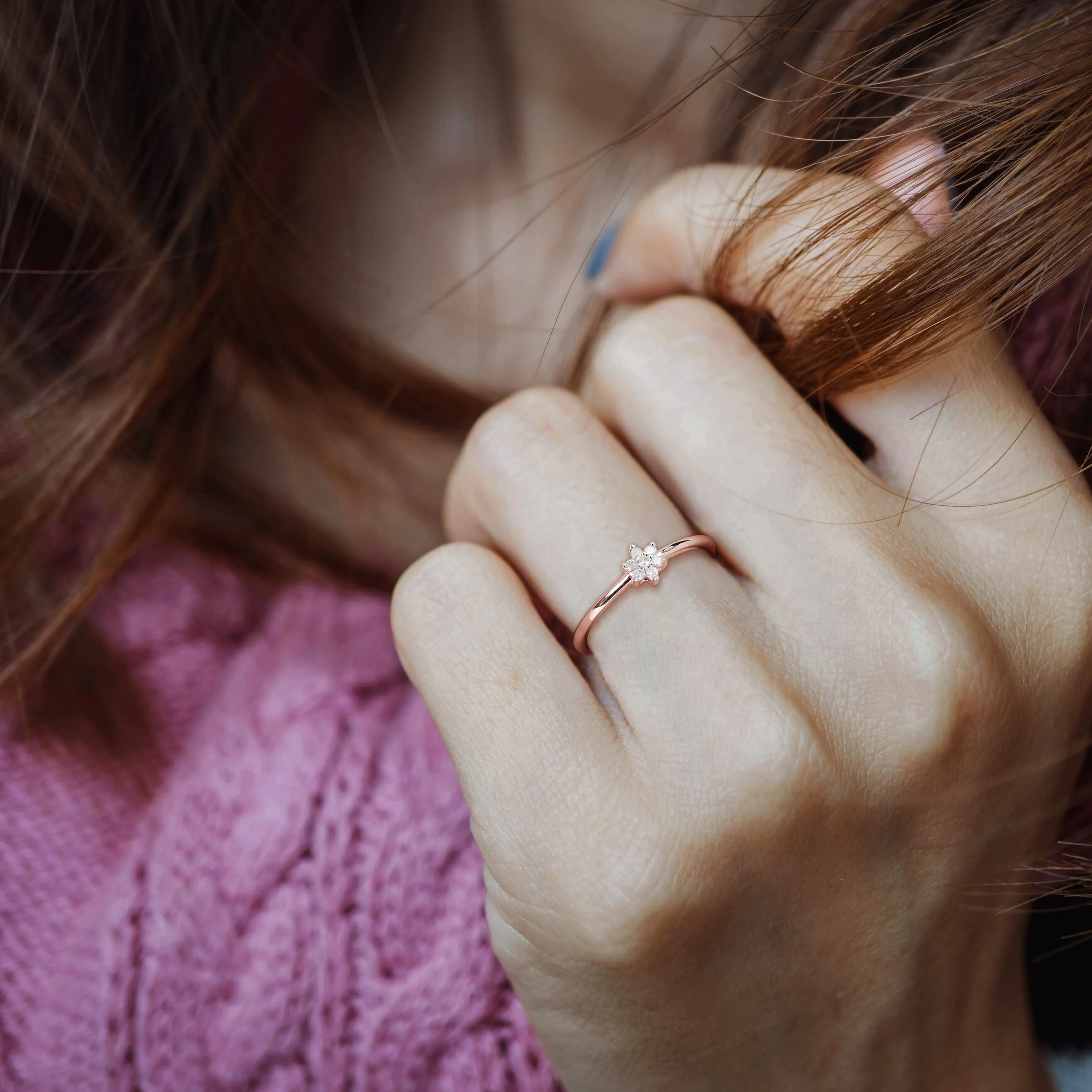 Miadora Diamond Accent Floral Promise Ring in Rose Silver sold by Zulily product image thumbnail 5