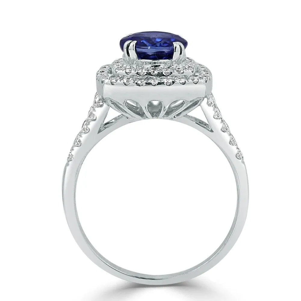Auriya Vintage 2 1/2ct Oval-cut Blue Sapphire and 5/8ctw Halo Diamond Engagement Ring 18K Gold sold by Zulily product image thumbnail 5